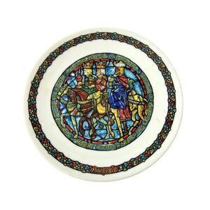 D’Arceau Limoges Christmas Plate Three Kings Stained Glass 8.5” 1981 Porcelain